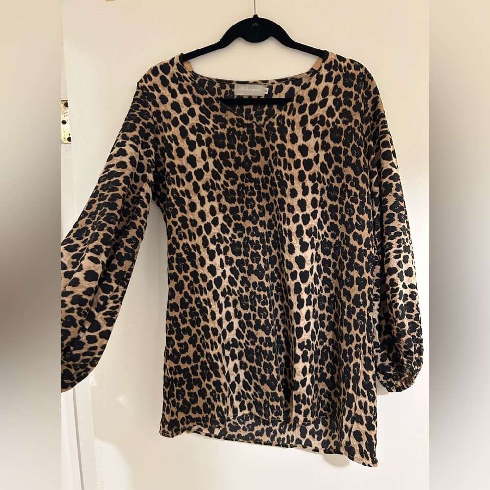 Medium sized long sleeve cheetah blouse. Fit is “oversized”